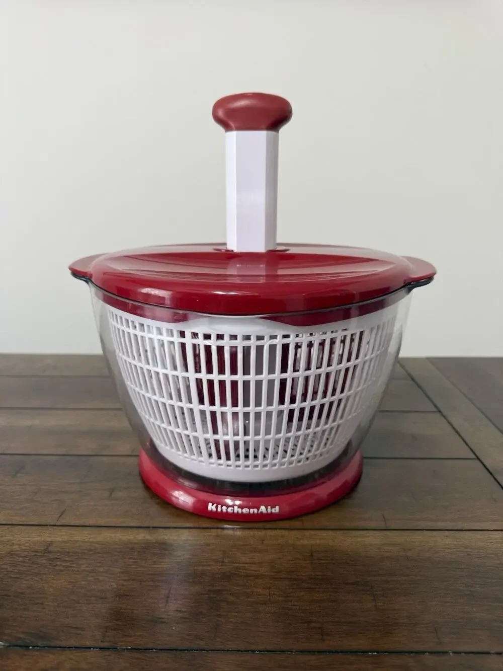 KitchenAid Salad Spinner Red Large Vegetables Lettuce Washer Dryer Colander Pump